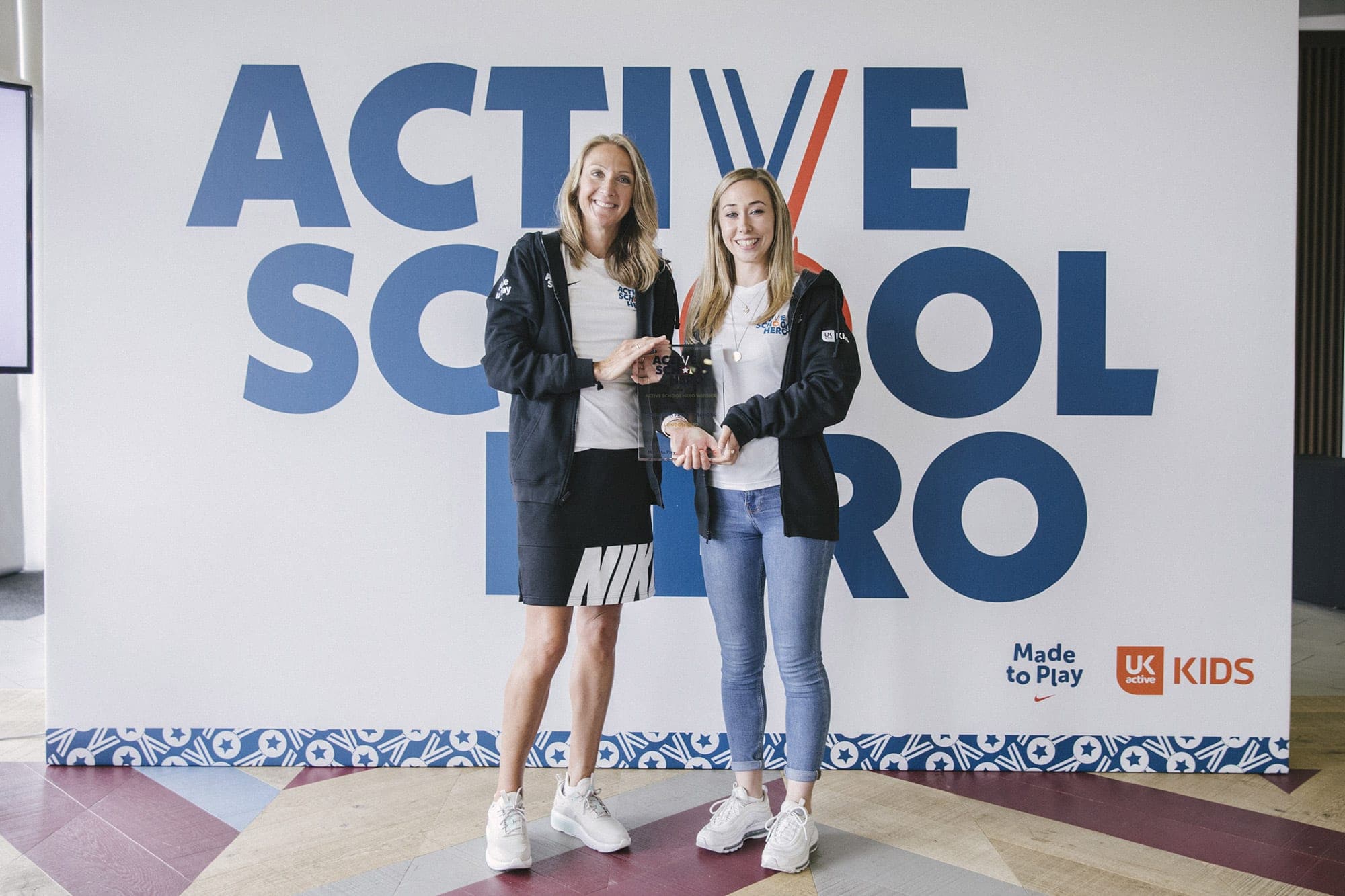 Active School Hero awards event with branded backdrop