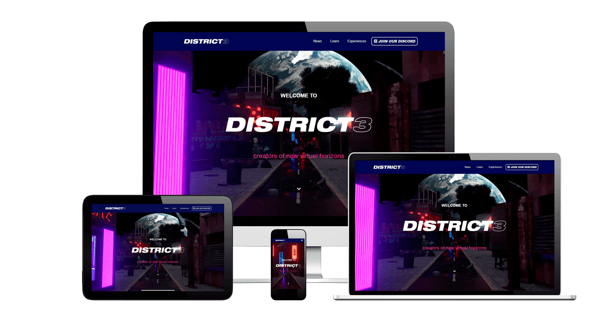 District 3 website across desktop, tablet and mobile