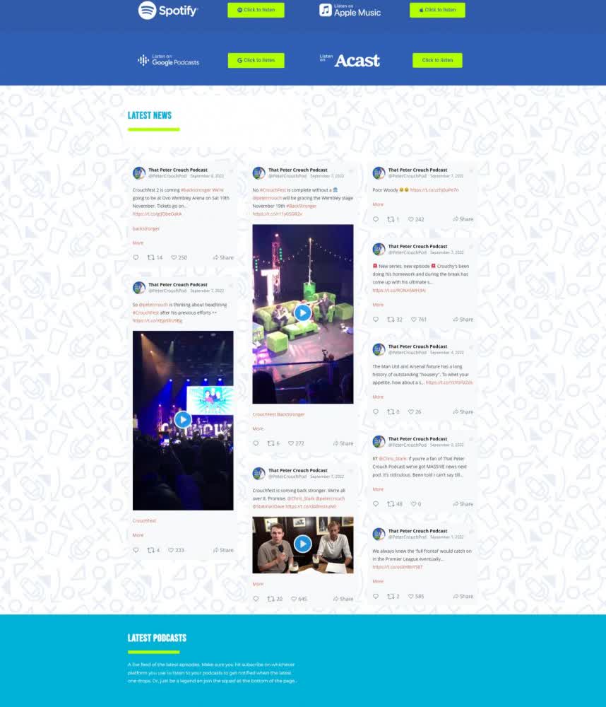 Streaming platform distribution section and bespoke Latest News social feed template