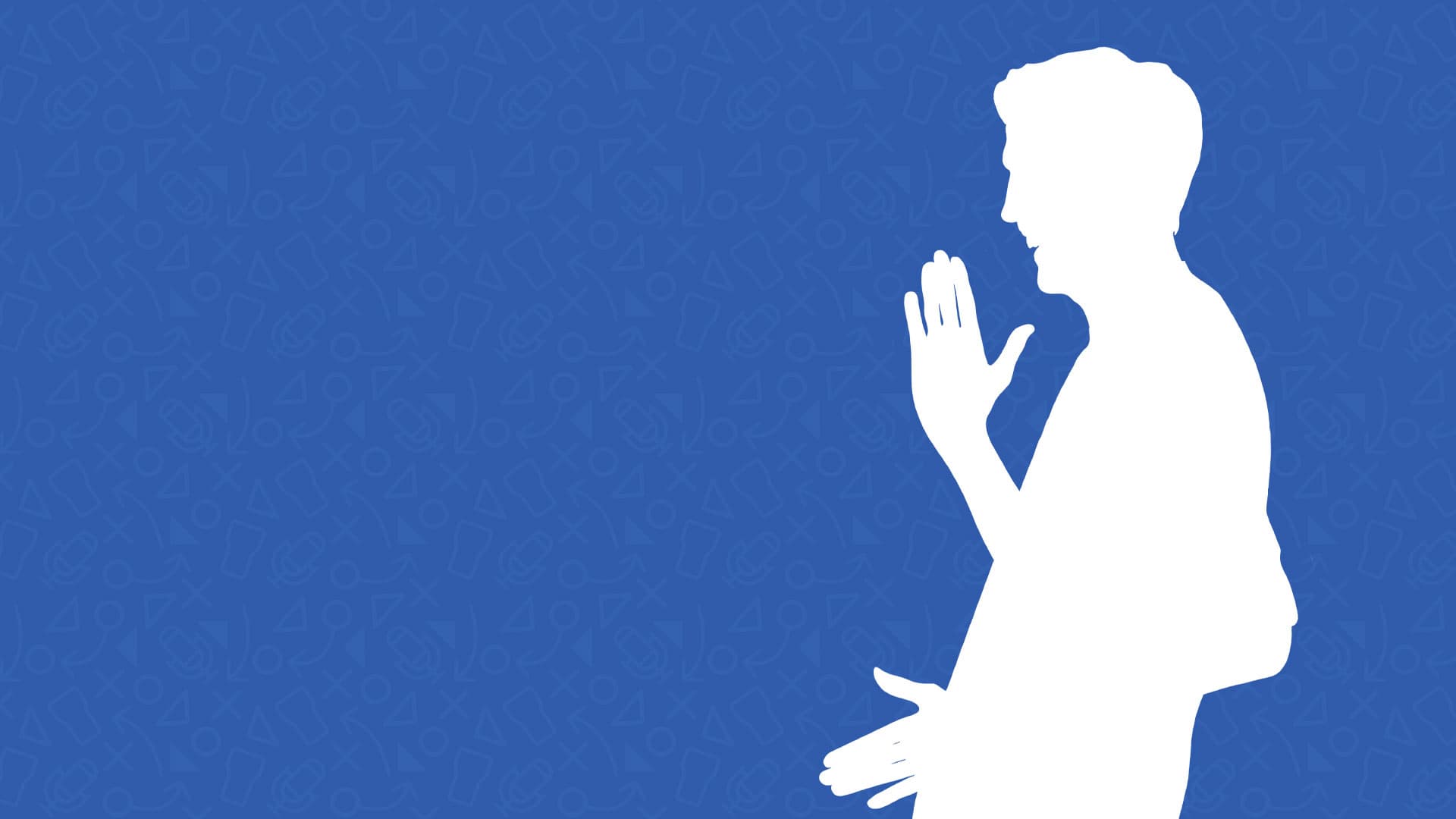 White silhouette of Peter Crouch against blue patterned background — podcast brand hero