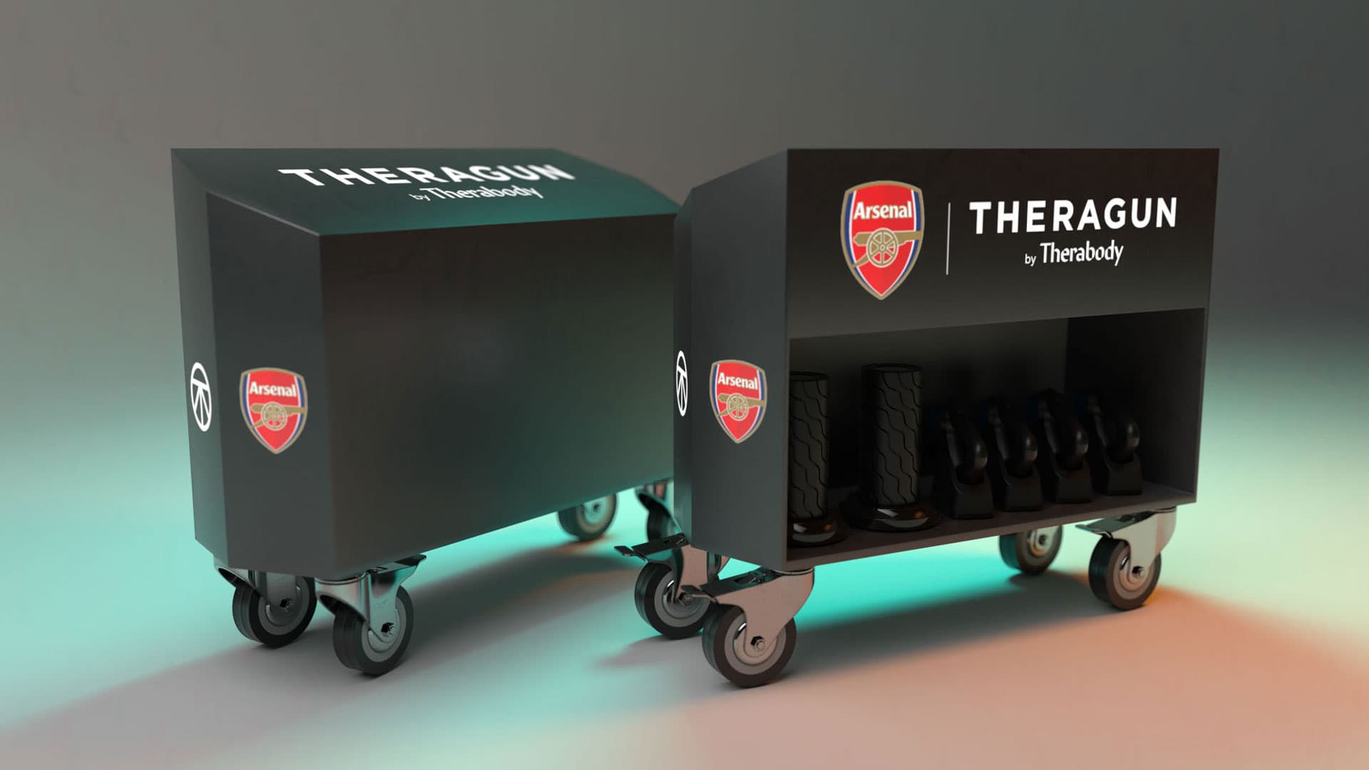 Therabody pitchside unit at Arsenal F.C.